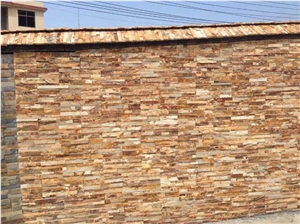 Hebei Wall Cladding Slate Ledger Stone Pannel ,China Slate Brick Stacked Stone ,Yellow Slate Stone Veneer