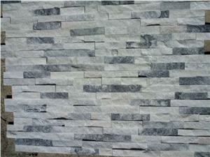 Natural and Polished Surface Cloudy Gray Marble Ledger Stone ,3d Wall Cladding ,Grey Marble Stacked Stone Veneer