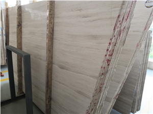 China Wooden Marble Quarry Owner Polished 1.8cm Thickness White Wood Grain Marble Sfj30028