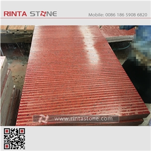 Asian Red Granite China Natural Colour No Dyed / No Painted Dark Deep Red Stone for Blind Person