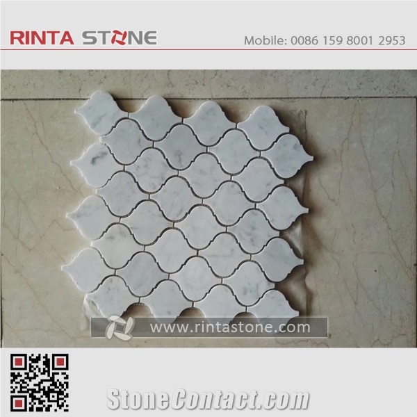 Cararra White Marble Stone Mosaic Tiles for Bathroom Wall Cladding