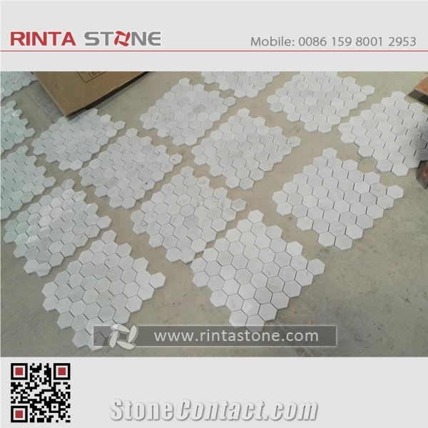 Cararra White Marble Stone Mosaic Tiles for Bathroom Wall Cladding