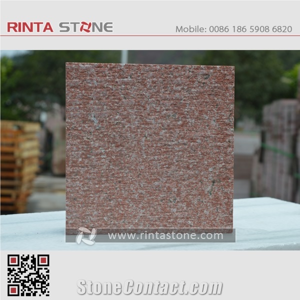China Red Granite Chinese Natural Colour No Dyed / No Painted Dark Deep Red Blind Stone Tiles