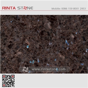 Labrador Antique Granite Dark Brown Stone with Blue Shining Dots Point Tiles Slabs