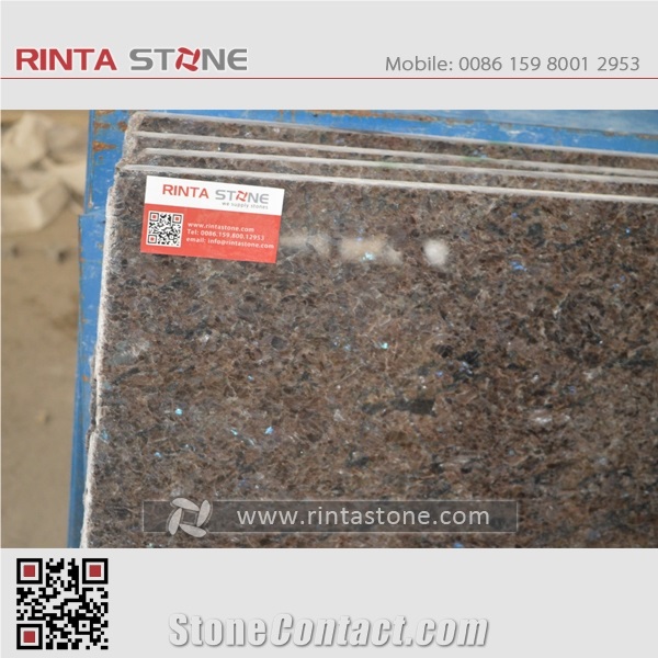 Labrador Antique Granite Dark Brown Stone with Blue Shining Dots Point Tiles Slabs
