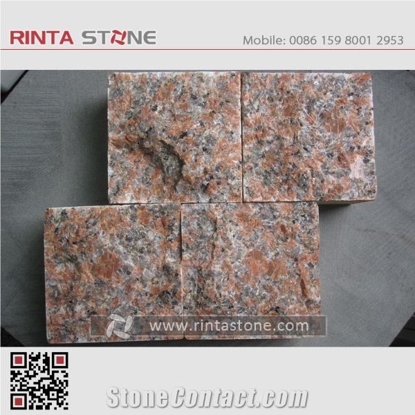 Maple Red Granite G562 China Chinese Natural Dark Red Stone Cubestone Paving