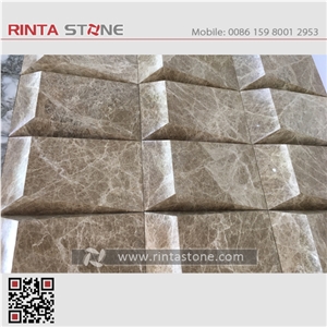 Meya Emperador Light Buff /Yellow/Gold/Golden Marble Natural 3d Stone Wall Cladding Panels Cnc Tiles