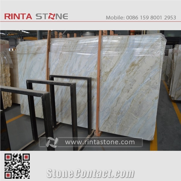 Snow Jade Green Marble and Blue Light China Natural Hyaline Stone