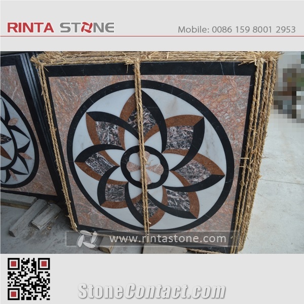 Water Jet Medallions Natural Stone Granite Marble Tiles Customized Patterns for Lobby and Hall Flooring
