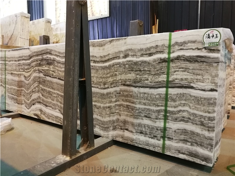 Gray Onyx,Polished Tiles&Slabs,Natural Building Stone Onyx with Line,Flooring,Feature Wall,Hotel Lobby,Bathroom,Living Room Project Decoration