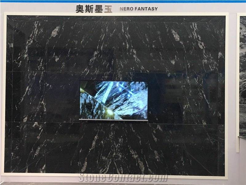 Nero Fantasy Black Austin Black Marble Slabs Unique Vein Higher Quality