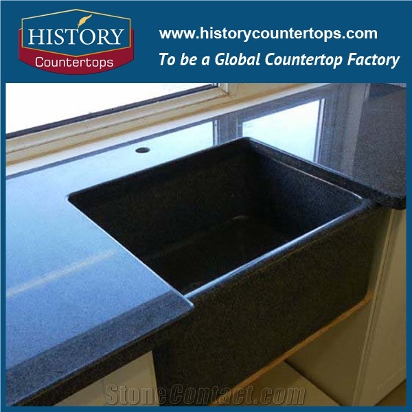 G654 Padding Dark Black Granite Countertops,China Black Granite Kitchen Tops
