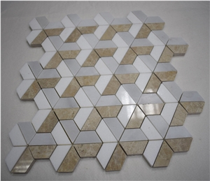 Best Price Beige White Grey Marble Mixed Color 3d Mosaic Floor & Wall Tile