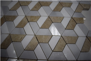 Best Price Beige White Grey Marble Mixed Color 3d Mosaic Floor & Wall Tile