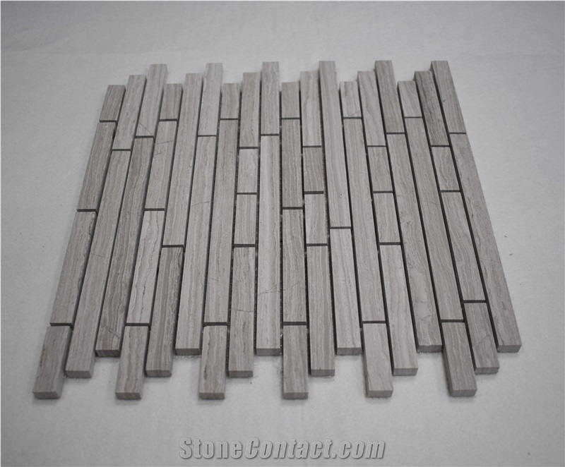 China Suppliers Linear Mosaic Kitchen Backsplash White Oak Marble Mosaic Tile