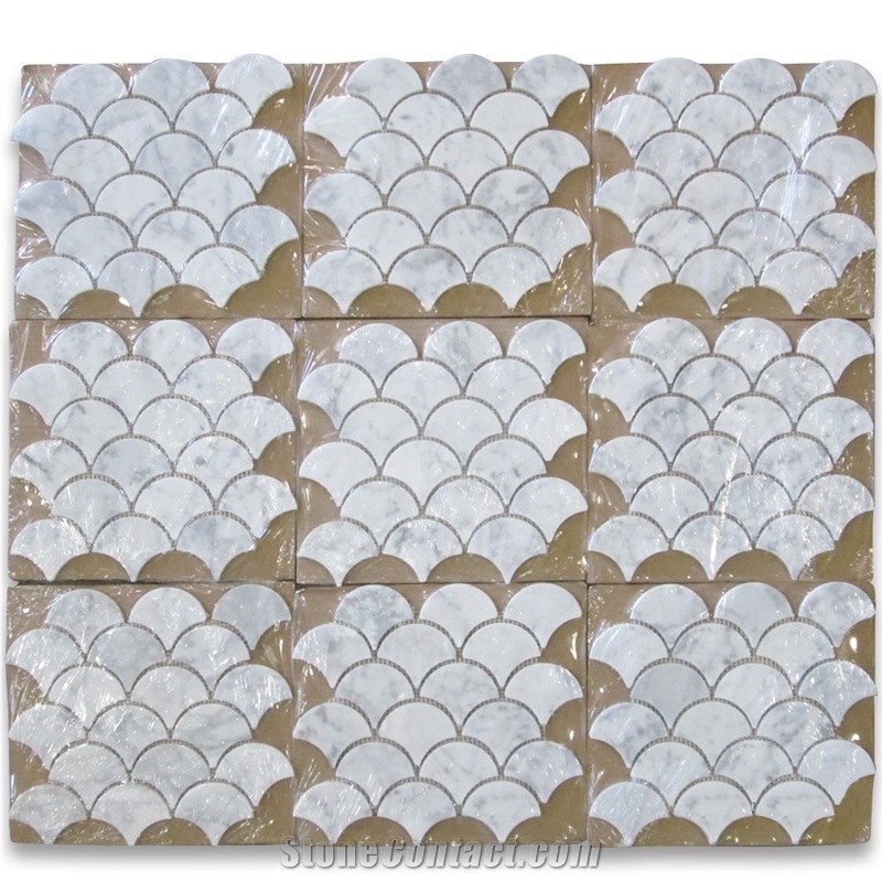 Eastern White Marble Fish Scale Mosaic