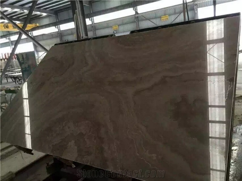 Good Quality Brown Table Top Coffee Wooden Vien Marble