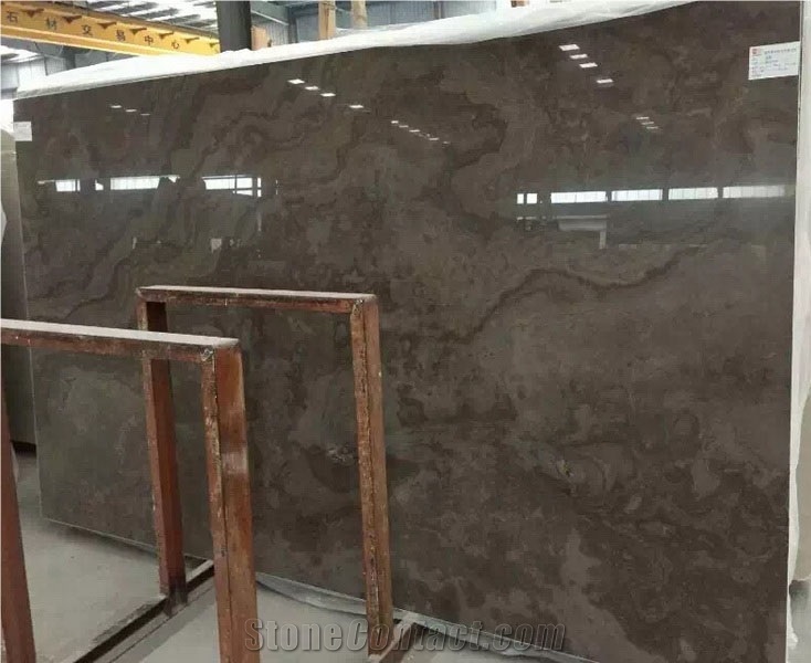 Good Quality Brown Table Top Coffee Wooden Vien Marble