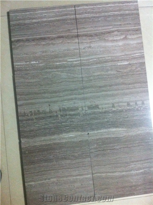 China Dark Grey Wooden Grain Marble Polished Tiles&Slabs