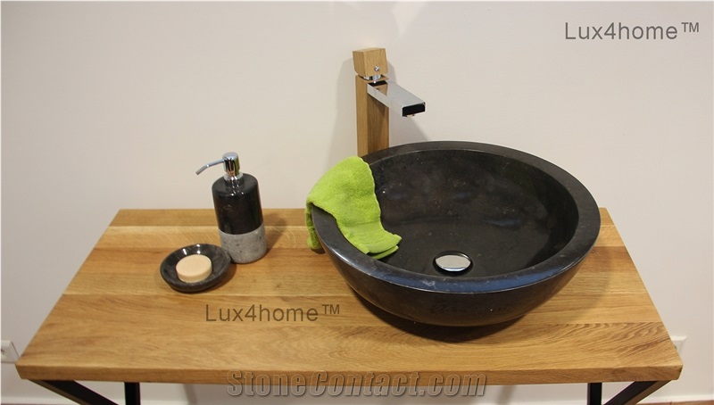 Black Marble Bathroom Sink—Black Washbasin