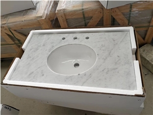 Bianco Carrara Ready Installation Vanity Top with Ceramic Bowl