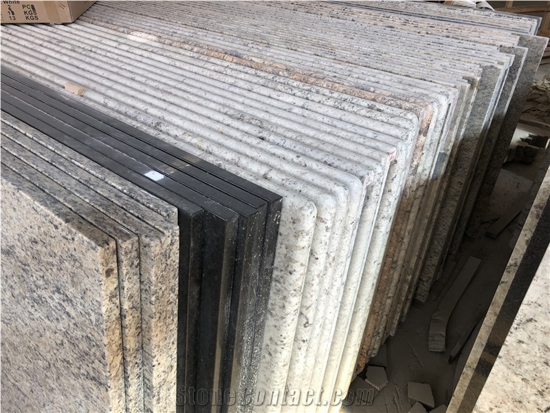 Brazil White Torronico Prefab Granite Countertops Laminated Flat