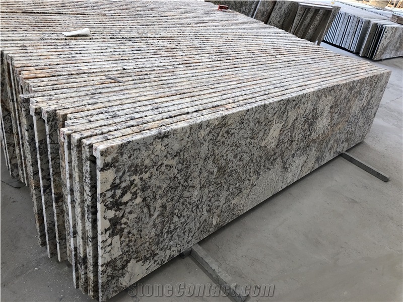 Brazil White Torronico Prefab Granite Countertops Laminated Flat Edge