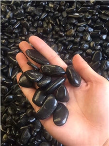 Polished Natural Stone Black Pebbles for Home and Garden Decorations