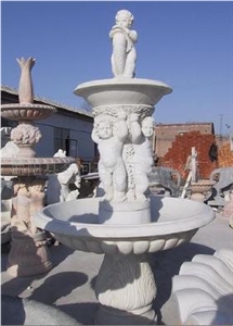 Popular Western Garden White Marble Water Fountain