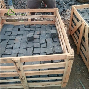 Black Basalt Cobblestone Paving Cube Stone 10x10x5cm All Sides Natural