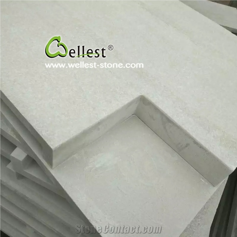 Flamed White Quartzite L Shape Swimming Pool Coping and Paver