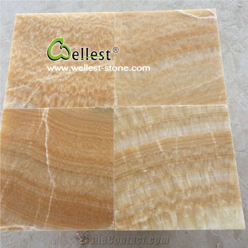 High End Polished Translucent Yellow Onyx Wall and Floor Tile