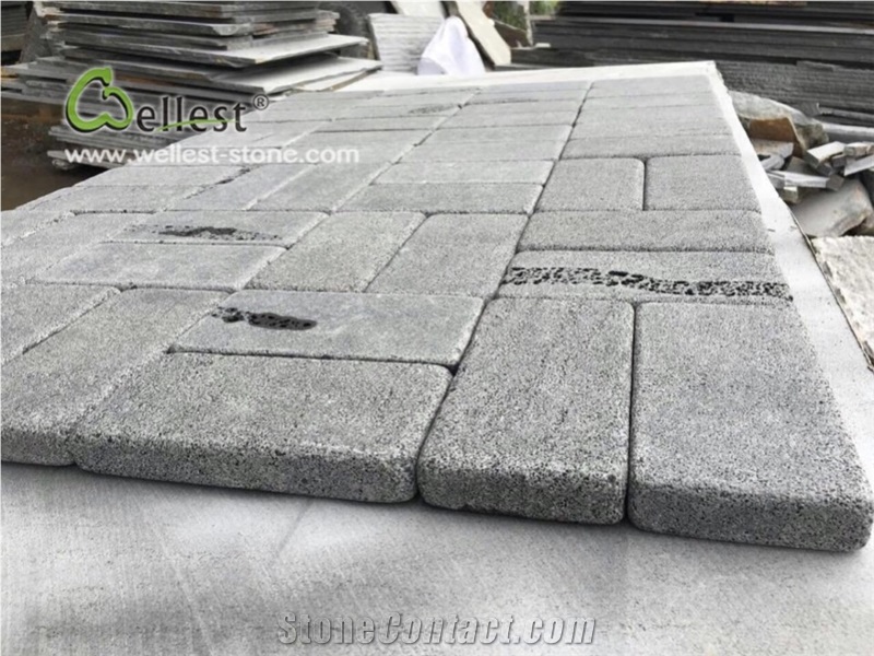 Lava Stone Brick Paving Stone 10x20x3cm Tumbled with Cat Paw