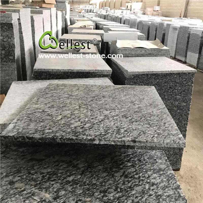 Wholesale Polished G418 Spray White Wave Granite Steps and Tiles
