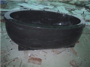 Black Limestone Round Bath Tub