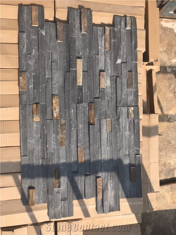 China Black with Rust Mixed Slate Cultured Stone/Cultured Slate/Culture Slate Veneer/Stone Ledges