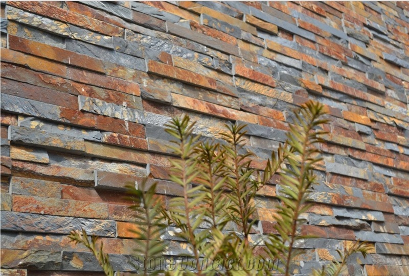 China Rust S1120 Slate Culture Stone, Stacked Stone Panel, Wall Cladding , Thin Stone Veneer , Exposed Wall Stone , Ledge Stone