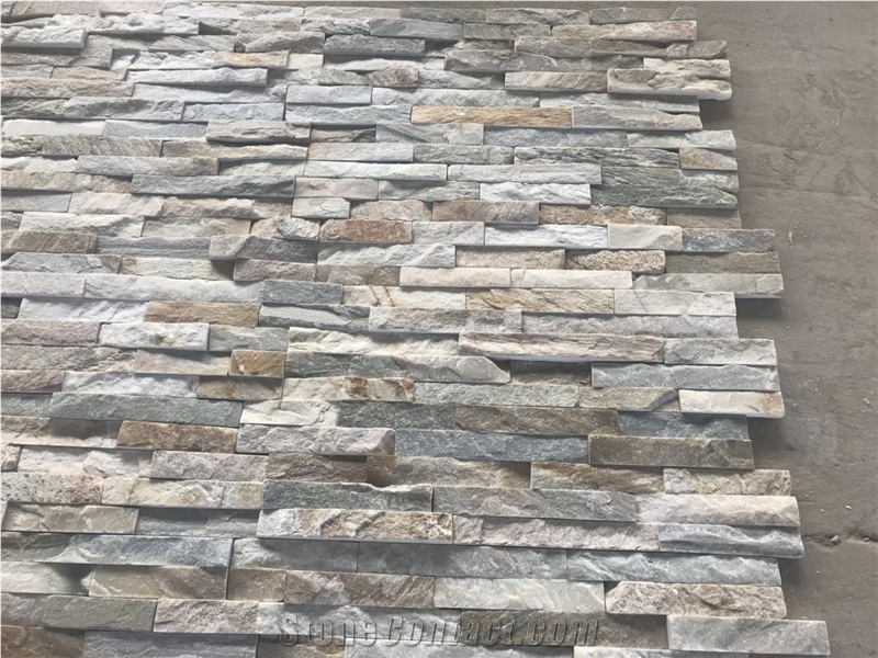 Current P014 Slate Ledger Stone Wall Panels, Grey Beige Mixed Color Ledgestone Veneer, Ledgestone Fireplace Surrond Decorative