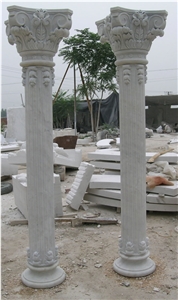 Grey Marble Sculptured Column