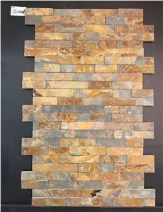 Rust Red Flat Split Surface Cultured Ledge Stone, Stacked Stone Wall Cladding