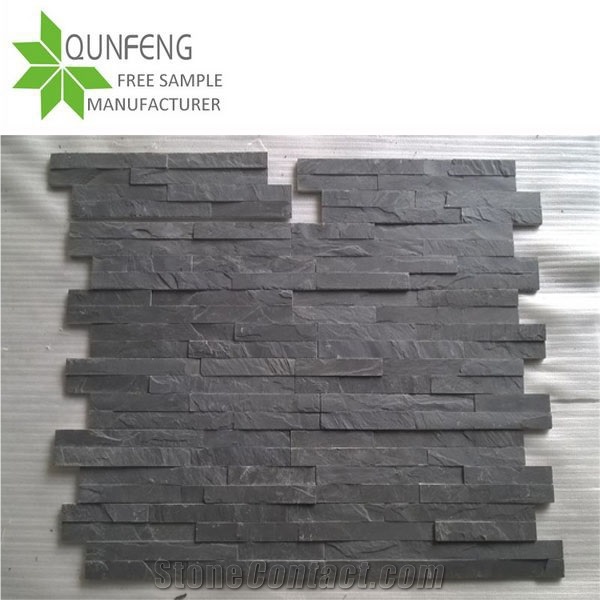 China Natural Split Black Slate Wall and Floor Tile for "L" Corners