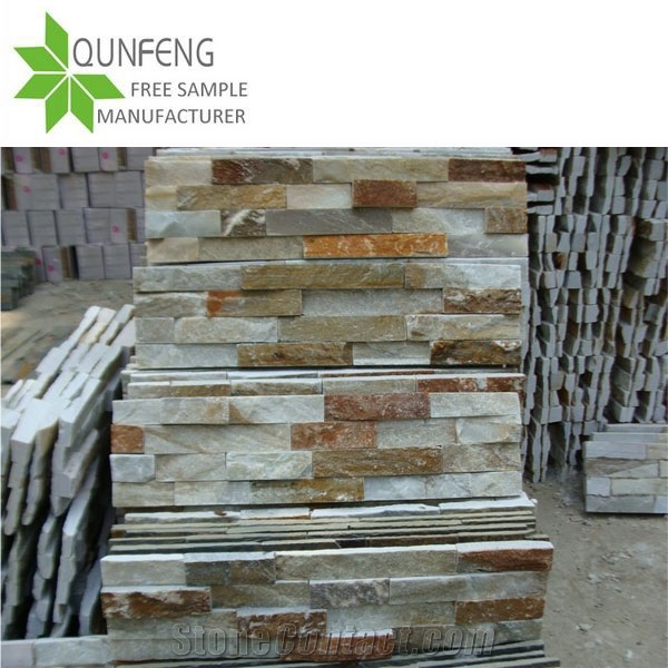 China Oyster Slate Z-Clad Stone Cladding,Gold Yellow Beige Stacked Stone,Outdoor Yellow Stone Ledger Panels,Landscaping Wall Stone Veneer