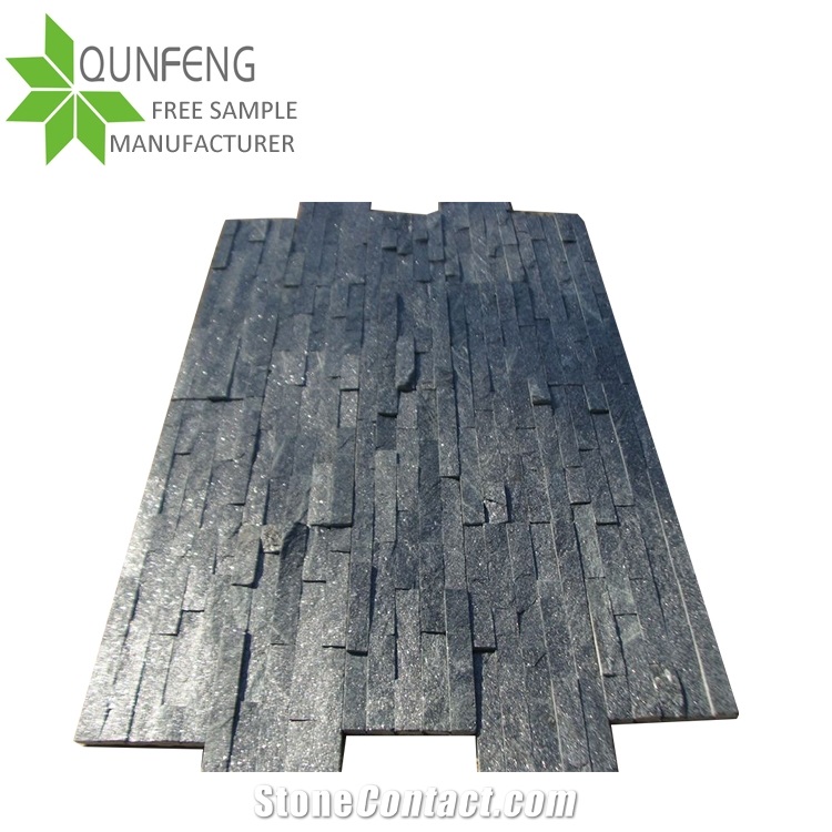 Hebei Natural Black Quartz Stone Veneer Foam Stone Wall Panels,Thin Stone Veneer, Quartzite Stone Wall Decor