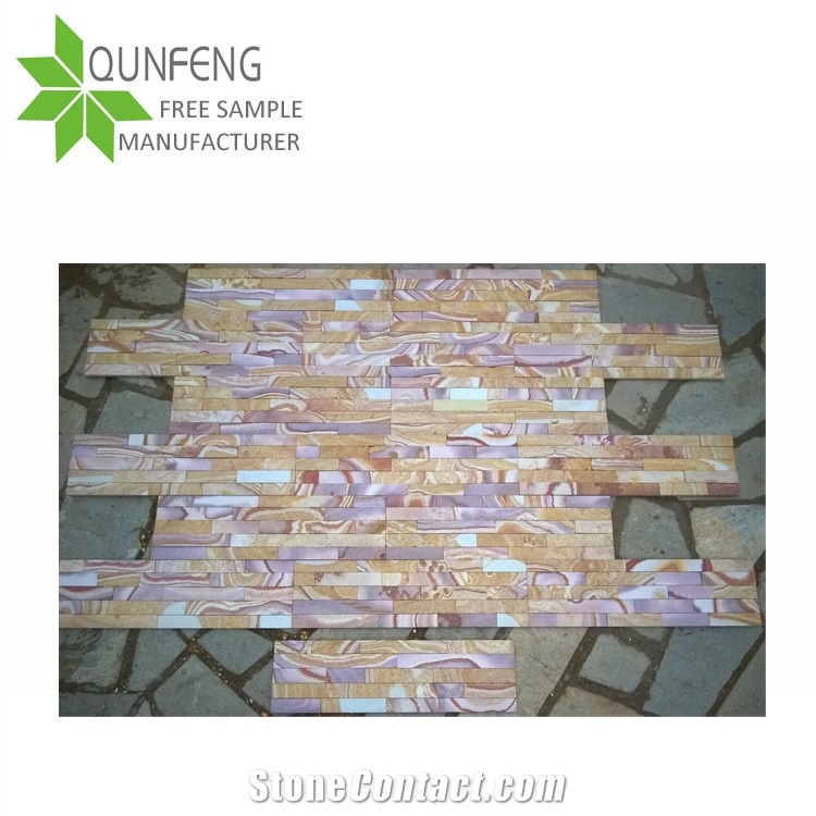 Hebei Pink Multicolor Rainbow Sandstone Cultured Wall Stone