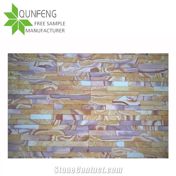 Hebei Pink Multicolor Rainbow Sandstone Cultured Wall Stone