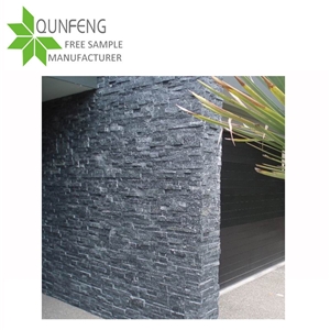 Hot Sale Erosion Resistance Antacid Natural Black Quartzite Panel Wall Decorative Stone,Manufactured Stone Veneer