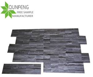 Natural Stone Panels 6" X 24" - Charcoal Black Ledge Stone ( Rough Look) ,Chocolate Slate Tiles,Stone Wall Cladding
