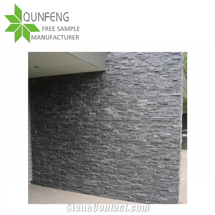 Natural Wall Decorative Black Quartzite Stone,Black Quartzite Brick Stacked Stone,Stone Corners