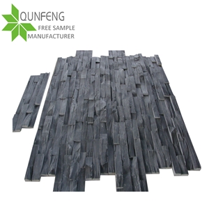 Popular Chinese Black Slate Veneer Stone Tiles,Z Shape Cladding Stone,Thin Stone Veneer