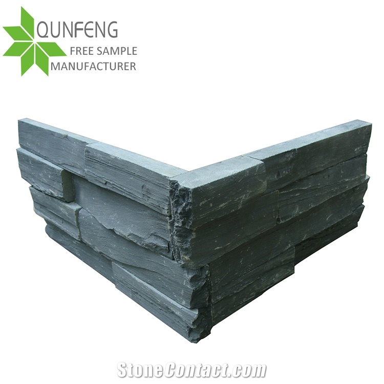 Popular Chinese Black Slate Veneer Stone Tiles,Z Shape Cladding Stone,Thin Stone Veneer